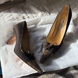 Jimmy Choo vintage square toe bow heels